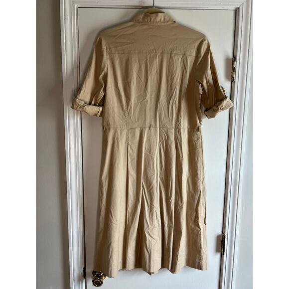 Tory Burch Khaki Tan Short Sleeve Button Down Dress Sz 6 - Picture 5 of 5
